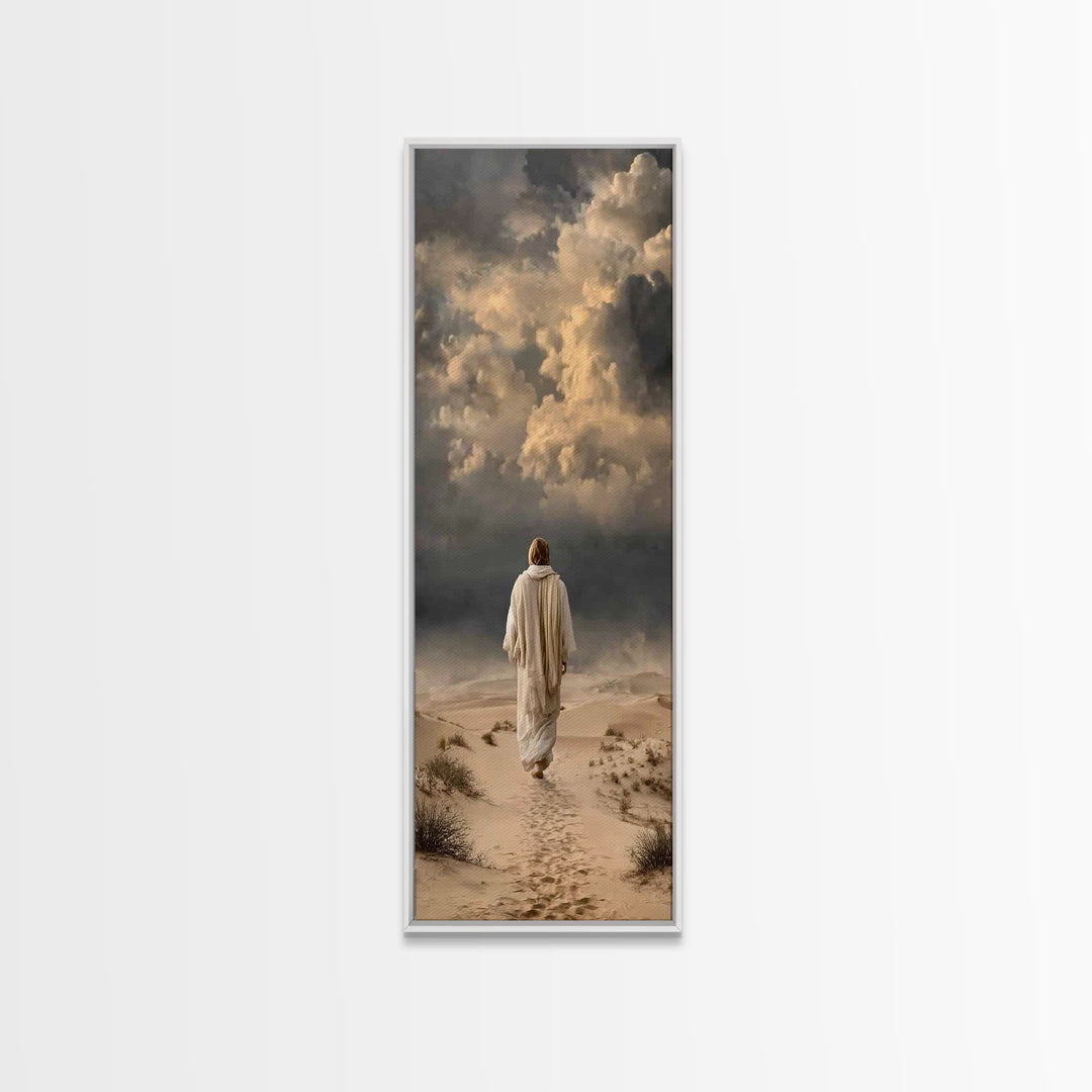 Stormward Hope, Framed Canvas Print, Tall Skinny Art Print, Jesus Painting, Christian Wall Art, Christian Art Canvas, Christian Gift