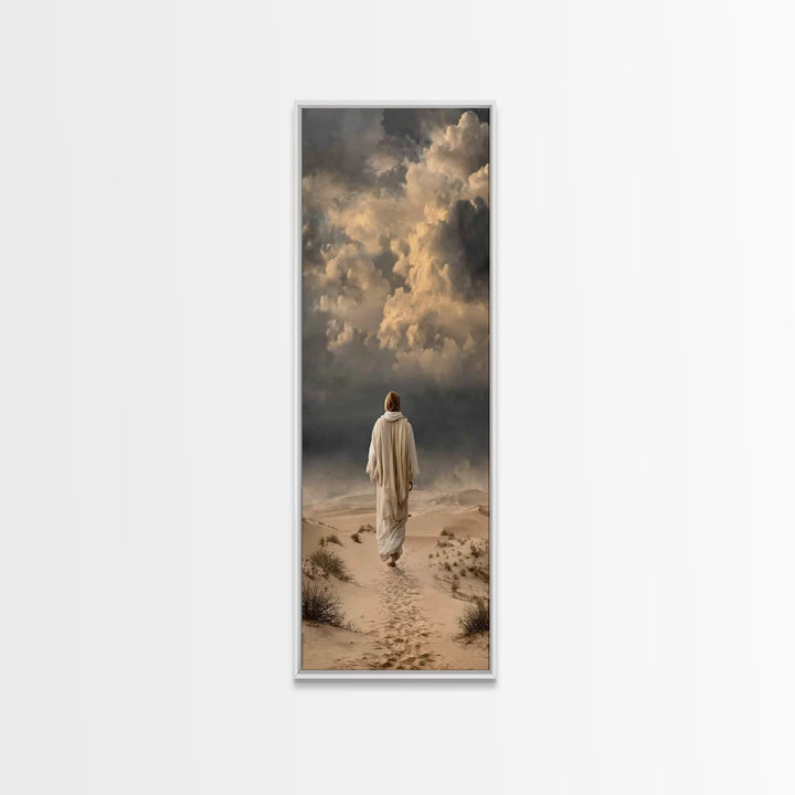Stormward Hope, Framed Canvas Print, Tall Skinny Art Print, Jesus Painting, Christian Wall Art, Christian Art Canvas, Christian Gift