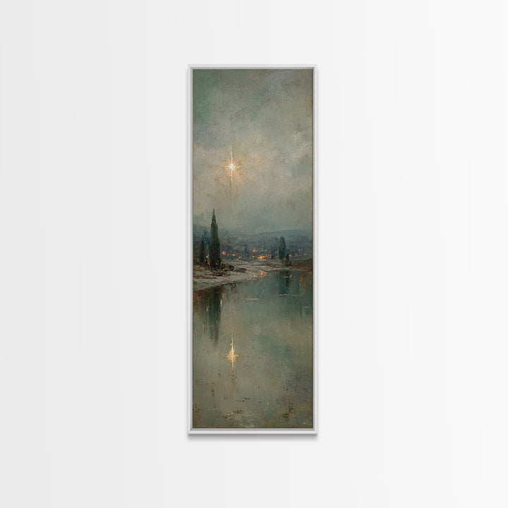 Star of Peace - Framed Canvas Print - Tall Skinny Art Print - Christian Wall Art - Christian Art - Christmas Art - Christian Christmas