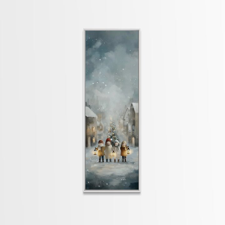 Winter Lantern Joy – Framed Canvas Print – Christmas Wall Art – Christian Christmas Art – Christian Art Canvas – Narrow Art – Christian Dec