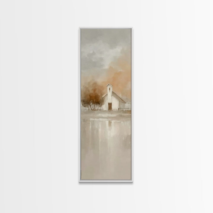 Autumn Chapel Grace – Framed Canvas Print – Christian Art Canvas – Modern Christian Art – Christian Wall Art – Tall Skinny Art Print – Chri