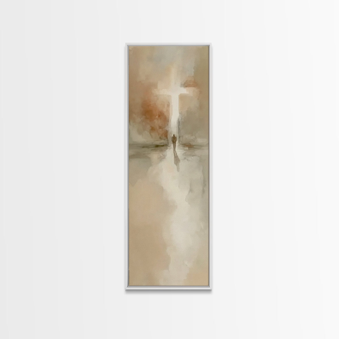 Crosslight Journey – Framed Canvas Print – Christian Wall Art – Christian Art Canvas – Abstract Christian Art – Narrow Art – Christian Deco