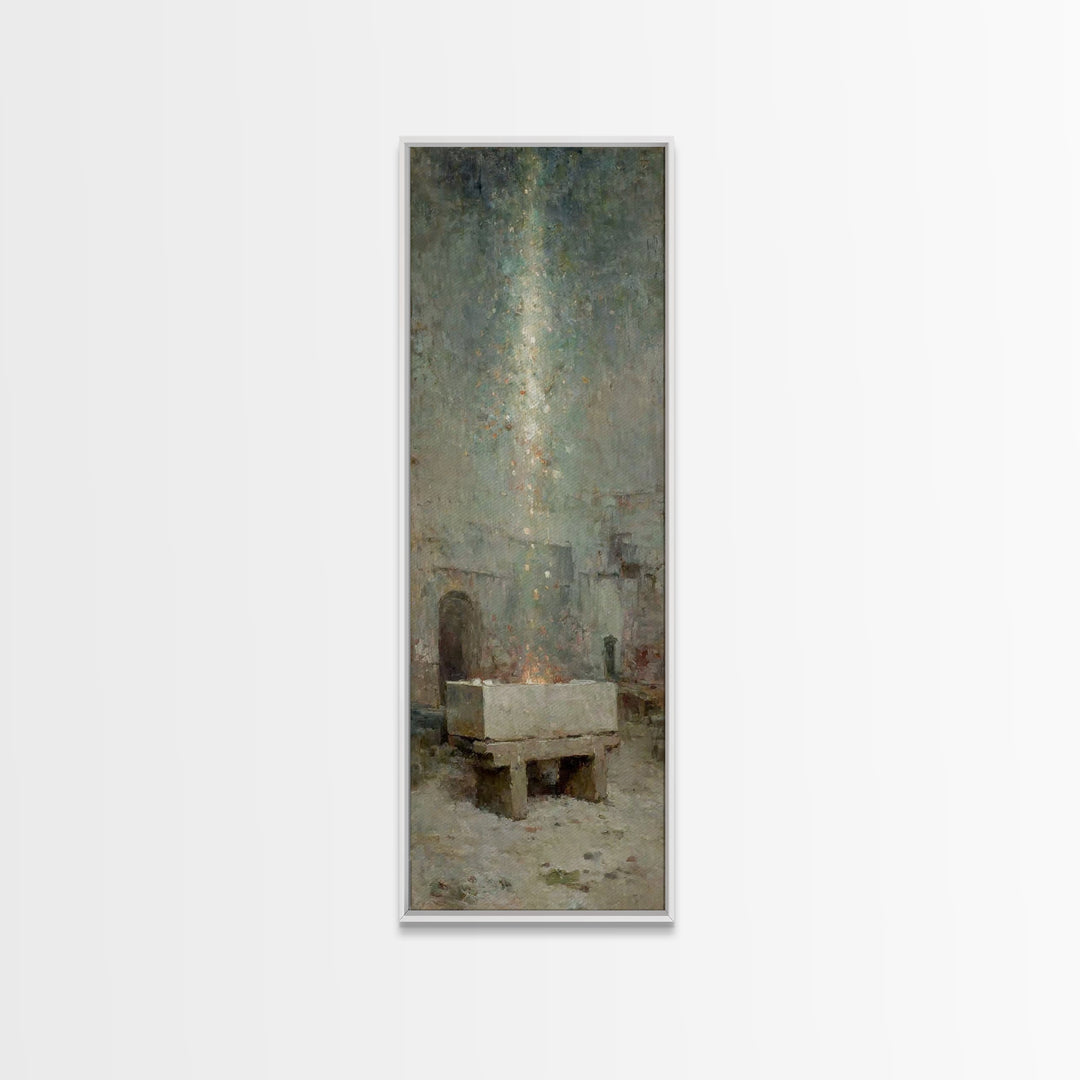 Bethlehem Glow | Framed Canvas Print | Christian Art Canvas | Tall Skinny Art Print | Christmas Wall Art | Vintage Christian Art | Christia