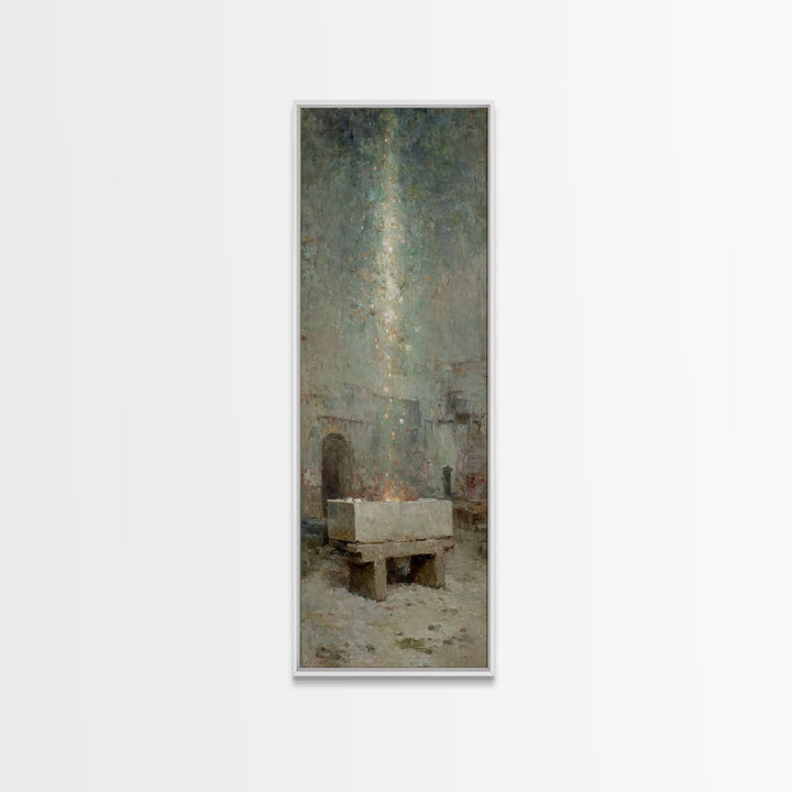 Bethlehem Glow | Framed Canvas Print | Christian Art Canvas | Tall Skinny Art Print | Christmas Wall Art | Vintage Christian Art | Christia