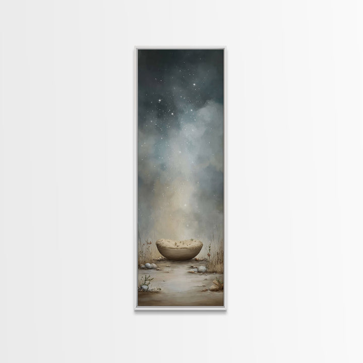 Starlit Wonder, Framed Canvas Print, Christian Wall Art, Narrow Art, Christmas Art, Christian Christmas Art, Modern Christian Art