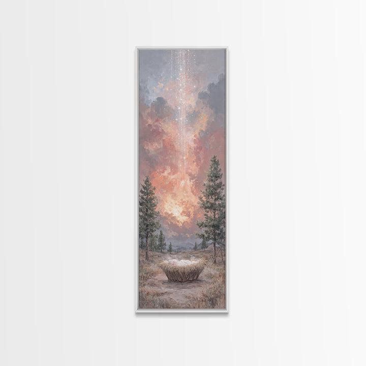 Heaven’s Dawn Promise – Framed Canvas Print – Christian Wall Art – Tall Skinny Art Print – Christian Christmas Art – Christian Art Canvas –