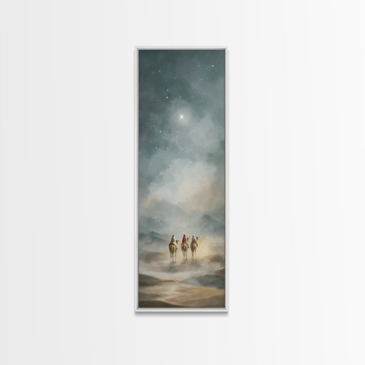 Starward Pilgrimage, Framed Canvas Print, Christian Wall Art, Skinny Art, Christian Christmas Art, Christian Art Canvas, Modern Christian A