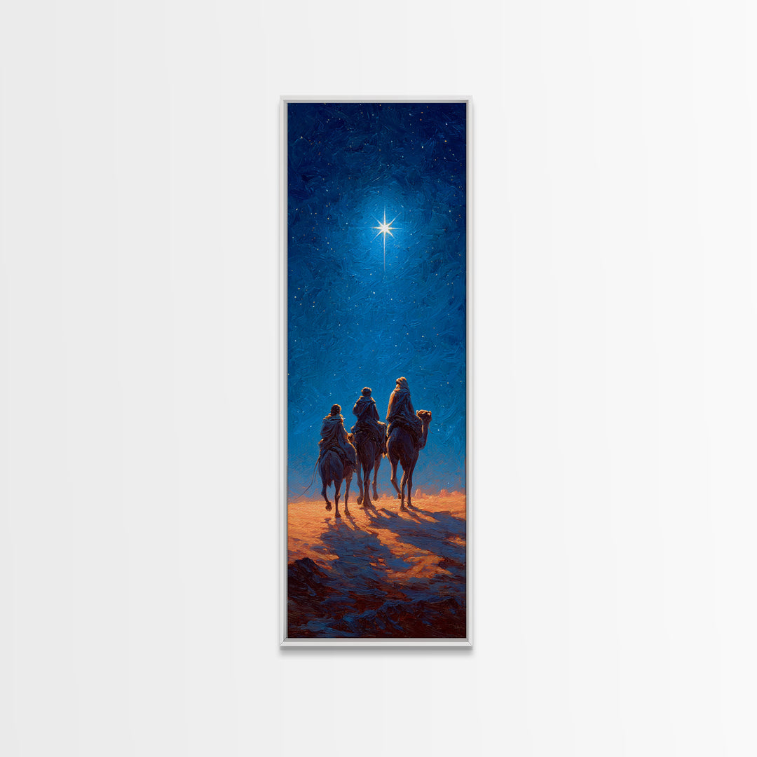 Midnight Caravan | Framed Canvas Print | Christian Wall Art | Tall Skinny Art Print | Christian Christmas Art | Christian Art Canvas | Vint