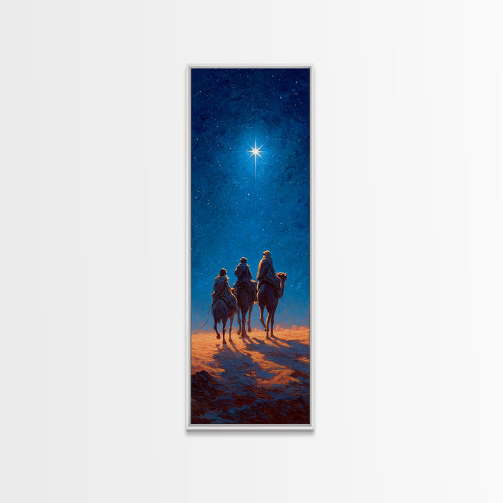 Midnight Caravan | Framed Canvas Print | Christian Wall Art | Tall Skinny Art Print | Christian Christmas Art | Christian Art Canvas | Vint