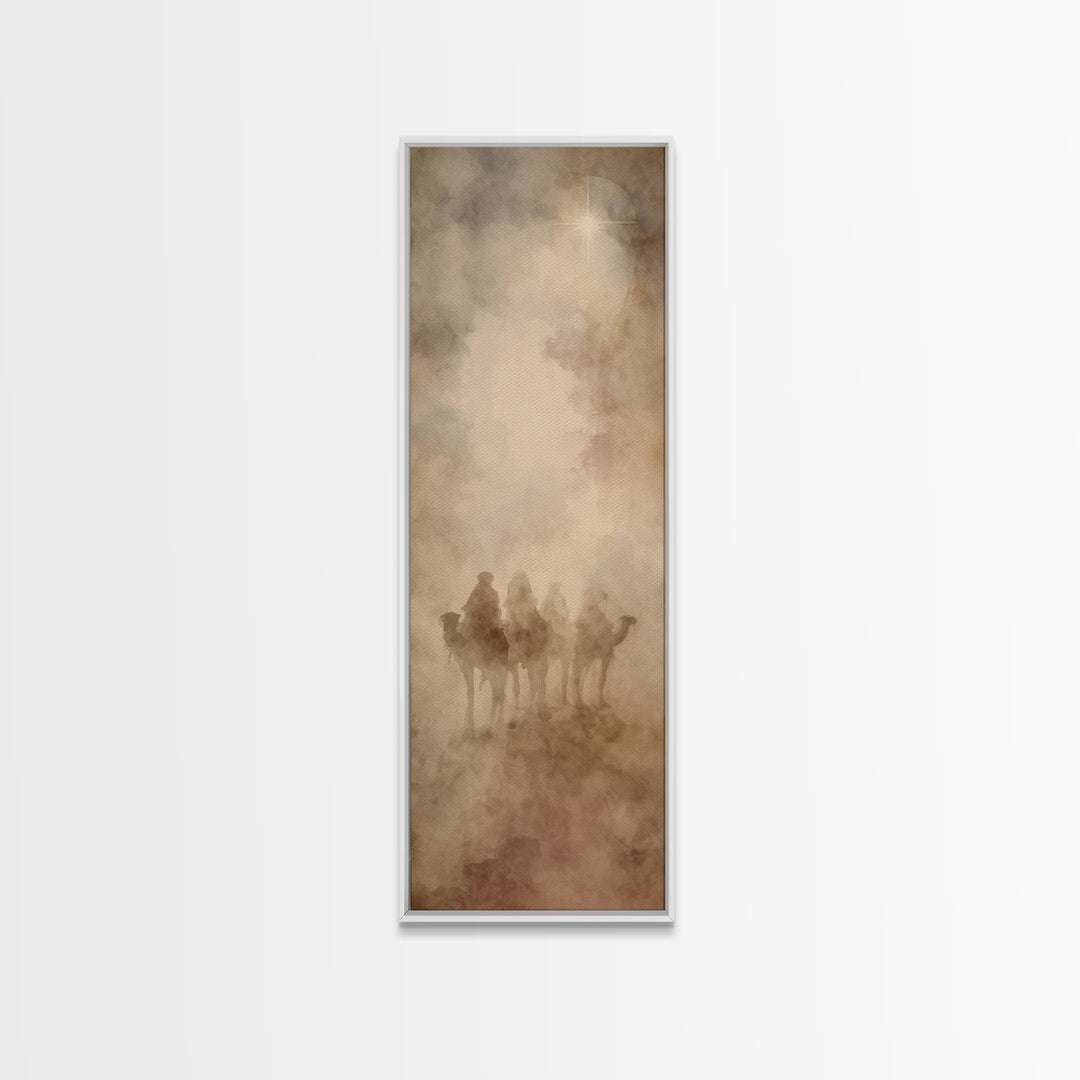Bethlehem Star Path, Framed Canvas Print, Christian Art Canvas, Tall Skinny Art Print, Christian Christmas Art, Christian Wall Art, Vintage