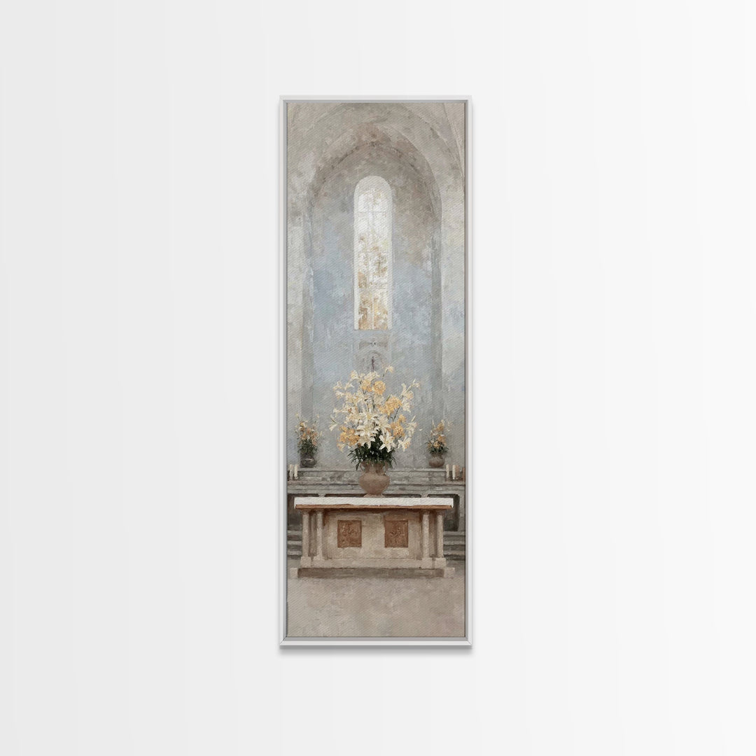 Sacred Stillness - Framed Canvas Print - Tall Skinny Art Print - Christian Art Canvas - Christian Wall Art - Christian Art - Christian Gift