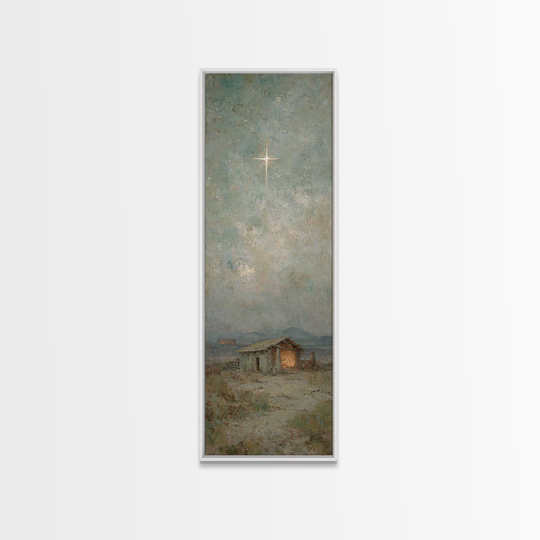 Nativity Dawn – Framed Canvas Print – Tall Skinny Art Print – Framed Christmas Art – Christian Art Work – Christmas Canvas Wall Art – Chris