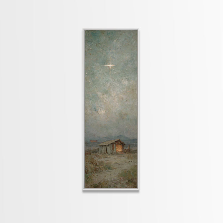 Nativity Dawn – Framed Canvas Print – Tall Skinny Art Print – Framed Christmas Art – Christian Art Work – Christmas Canvas Wall Art – Chris