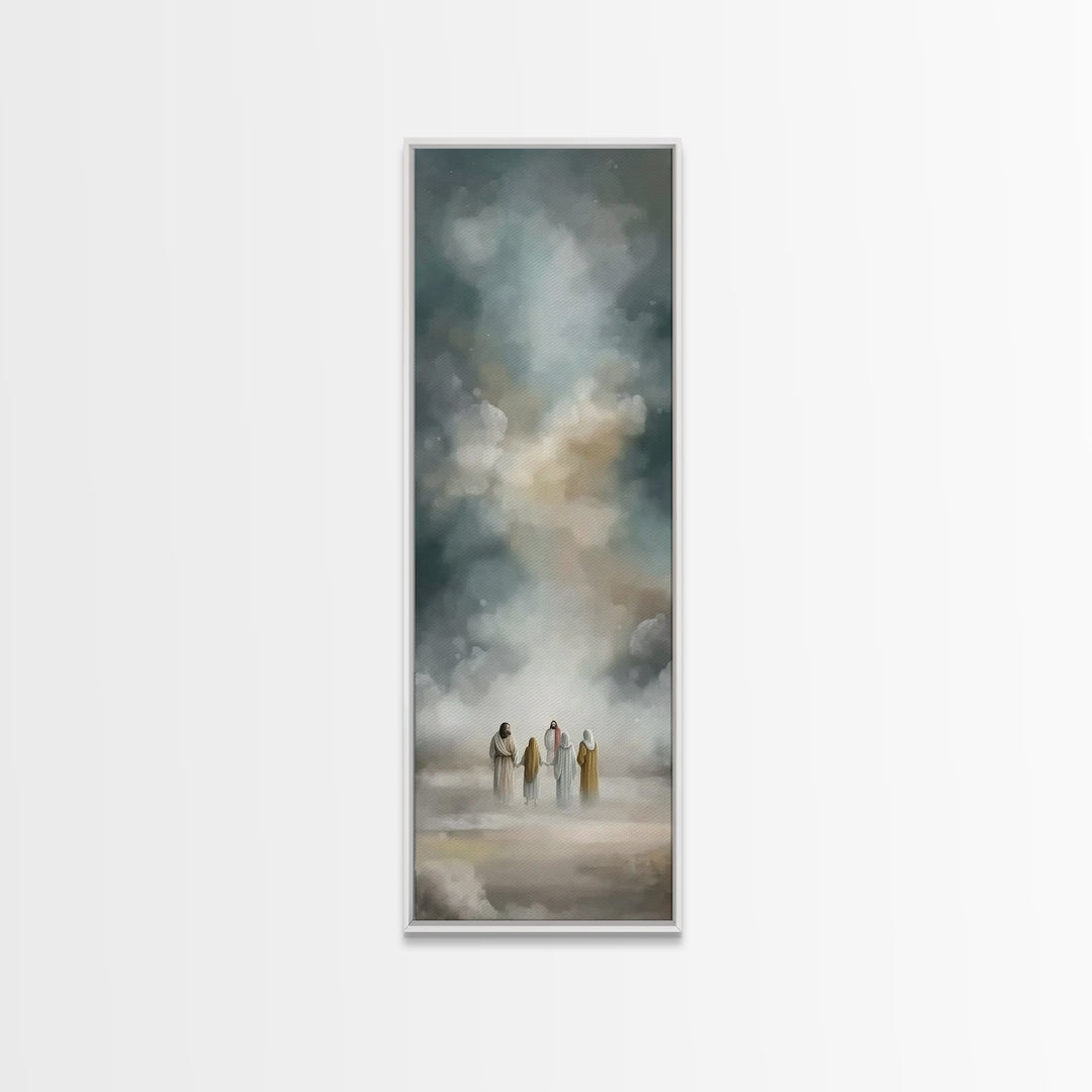 Celestial Gathering, Framed Canvas Print, Tall Skinny Art Print, Christian Art Canvas, Jesus Art Print, Christian Wall Art, Modern Christia