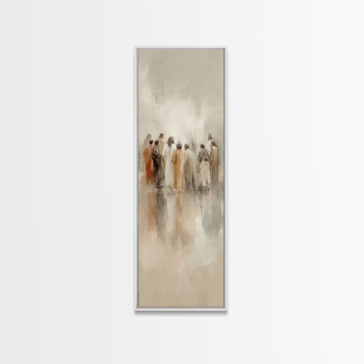 Circle Of Disciples – Framed Canvas Print – Tall Skinny Art Print – Christian Wall Art – Christian Art Canvas – Jesus Painting – Christian