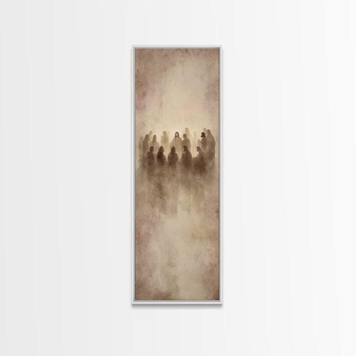 Sacred Gathering | Framed Canvas Print | Narrow Art | Christian Art Print | Jesus Wall Art | Modern Christian Art | Christian Gift Ideas