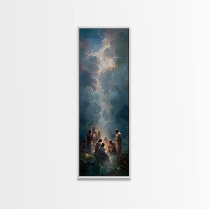 Radiant Arrival | Framed Canvas Print | Tall Skinny Art Print | Christian Christmas Art | Jesus Painting | Christian Wall Art | Christmas C