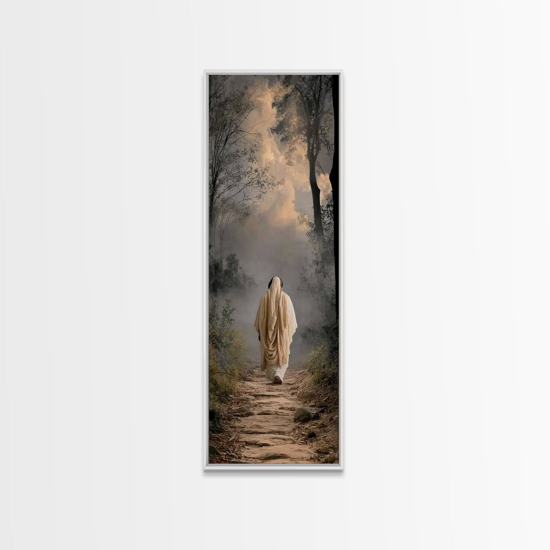 Solitary Path | Framed Canvas Print | Skinny Art | Christian Art Canvas | Jesus Art Print | Minimalist Christian Art | Christian Decor