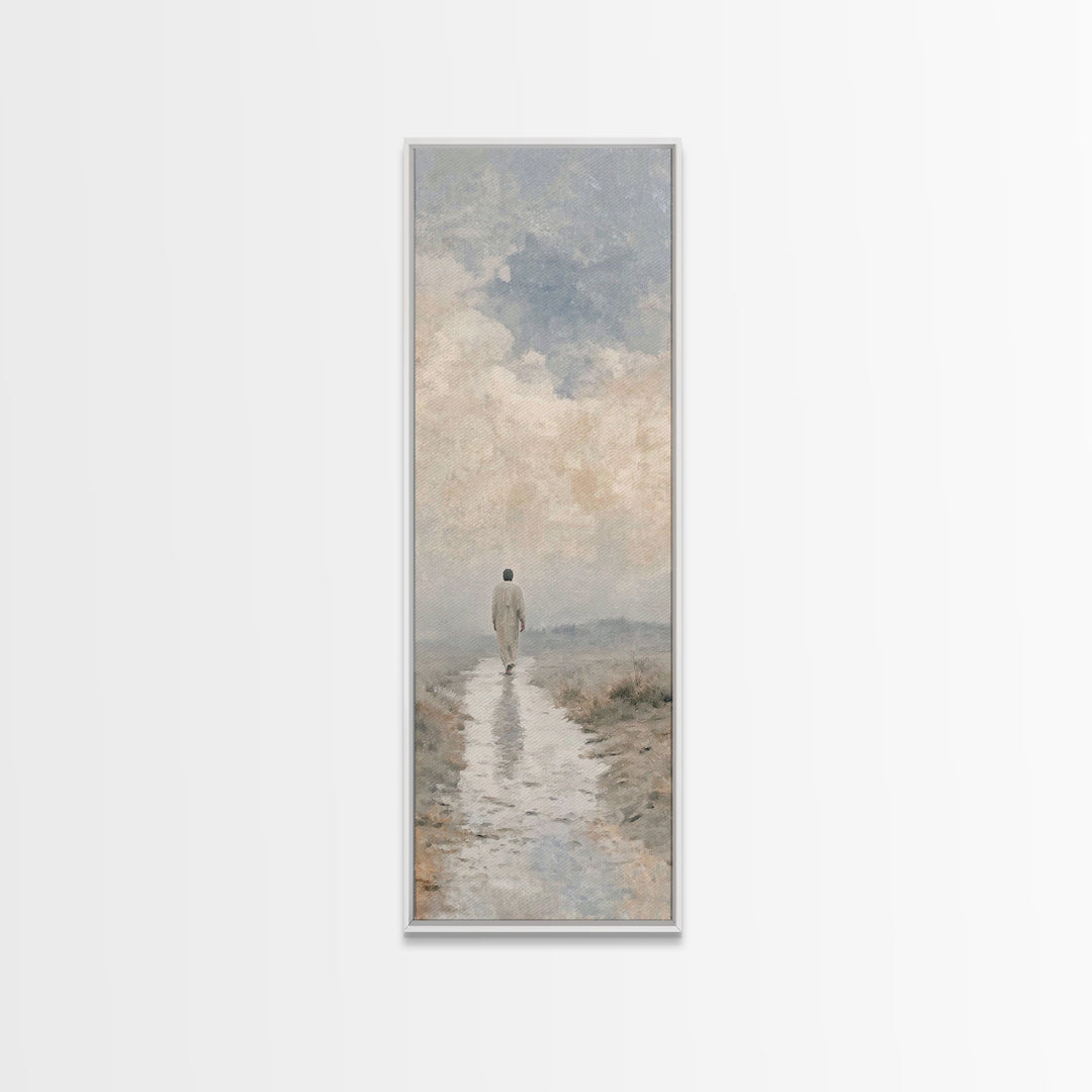 Quiet Journey, Framed Canvas Print, Tall Skinny Art Print, Christian Wall Art, Jesus Painting, Modern Christian Art, Christian Art Gift
