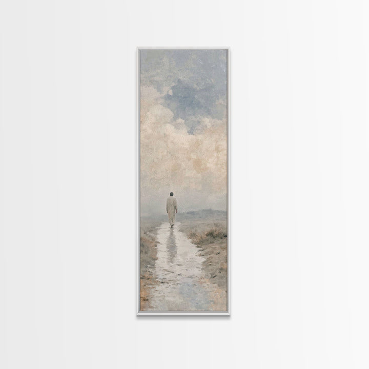 Quiet Journey, Framed Canvas Print, Tall Skinny Art Print, Christian Wall Art, Jesus Painting, Modern Christian Art, Christian Art Gift