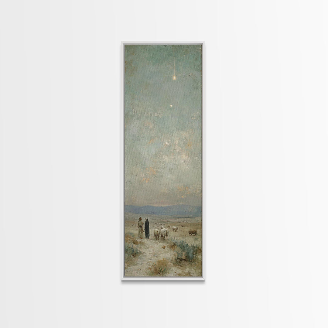Starry Shepherd Path – Framed Canvas Print – Tall Narrow Wall Art – Christian Wall Art – Christian Art Canvas – Christmas Art