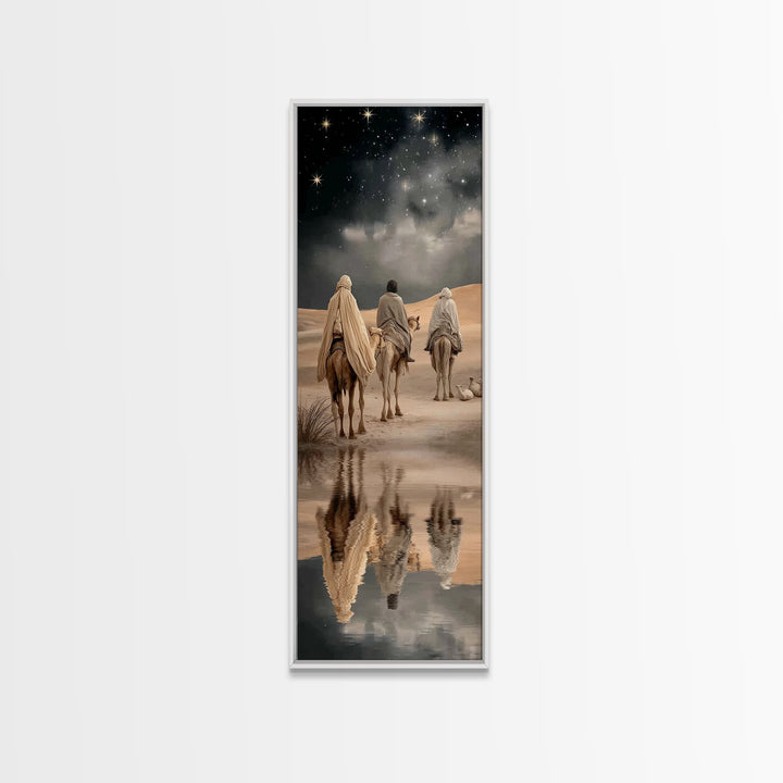 Soft Horizon Riders | Framed Canvas Print | Christian Wall Art | Jesus Painting | Narrow Art | Christian Art Canvas | Christmas Art