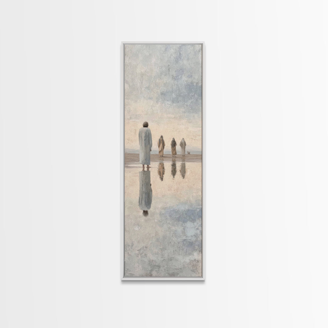 Distant Fellowship Light – Framed Canvas Print – Christian Wall Art – Christian Art Canvas – Jesus Painting – Tall Narrow Wall Art – Christ