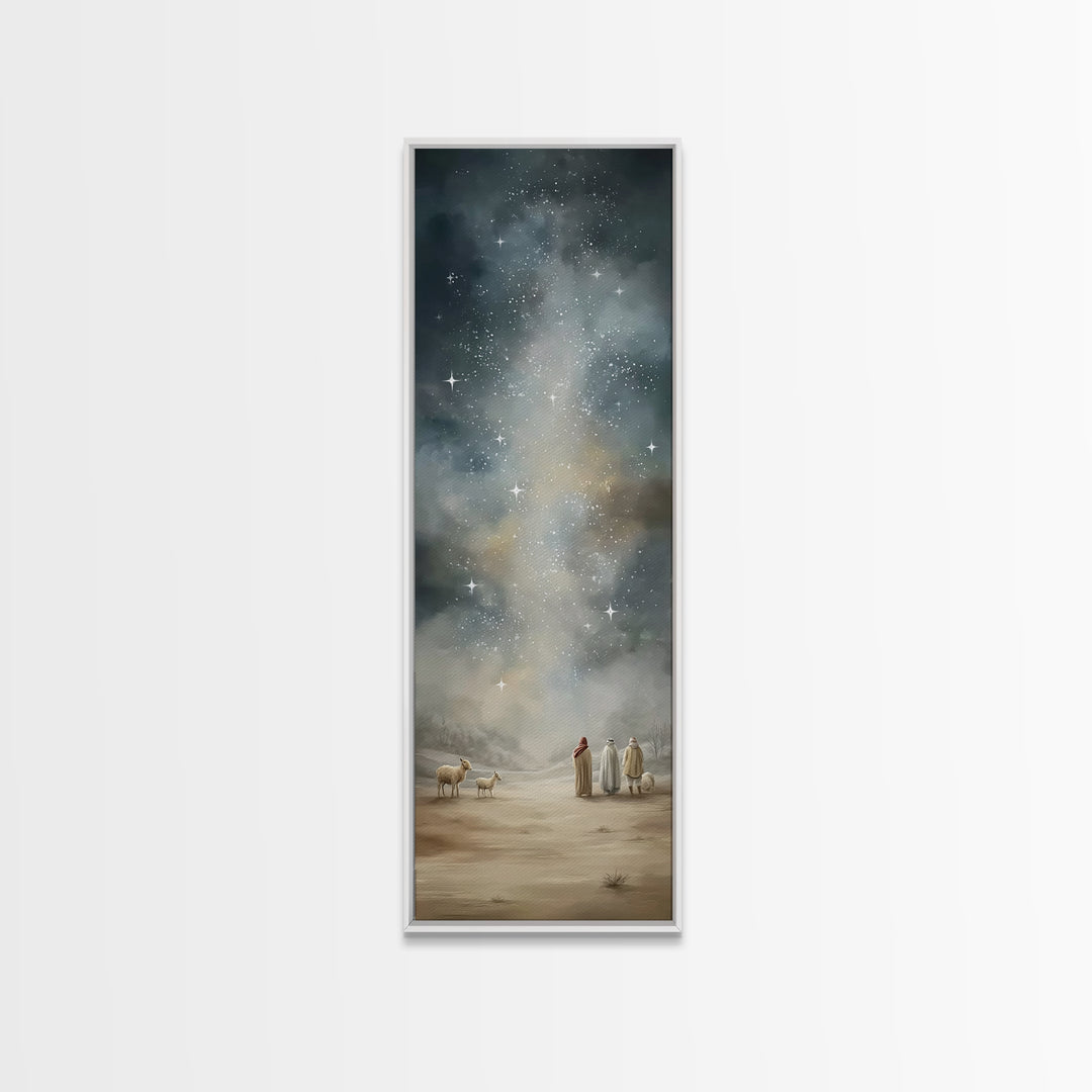 Starry Night Promise – Framed Canvas Print – Christian Wall Art – Christian Art Canvas – Christmas Art – Narrow Art – Christian Christmas