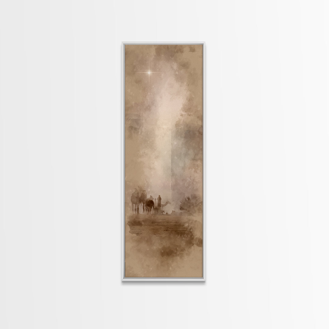 Desert Light Journey | Framed Canvas Print | Christian Wall Art | Christian Christmas Art | Narrow Art | Christian Art Canvas | Christmas A