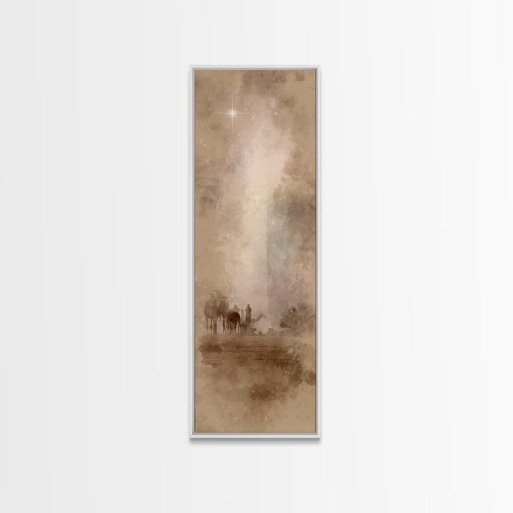Desert Light Journey | Framed Canvas Print | Christian Wall Art | Christian Christmas Art | Narrow Art | Christian Art Canvas | Christmas A