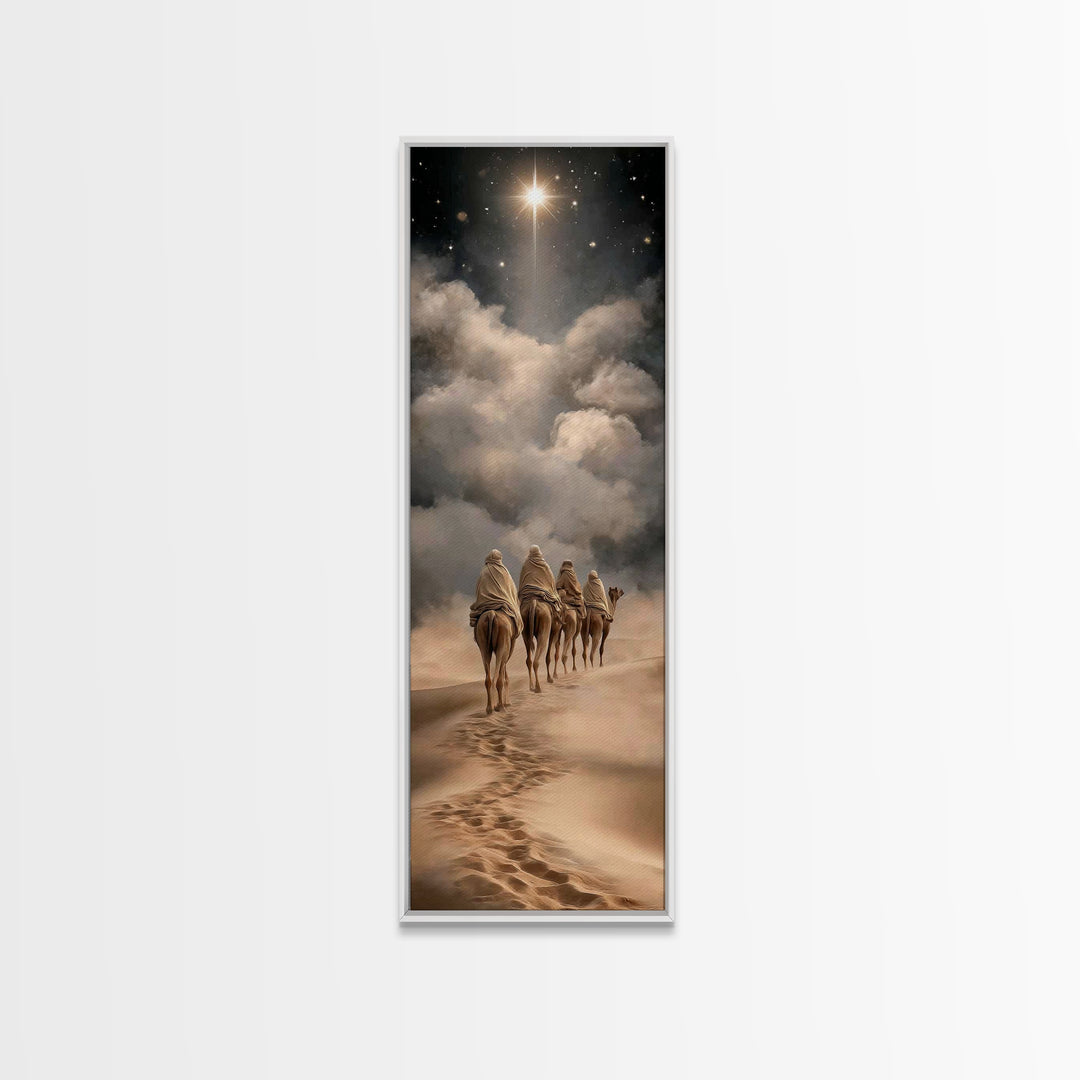 Desert Pilgrim Star | Framed Canvas Print | Christmas Art | Christian Art Canvas | Christian Wall Art | Tall Skinny Art Print | Christian C