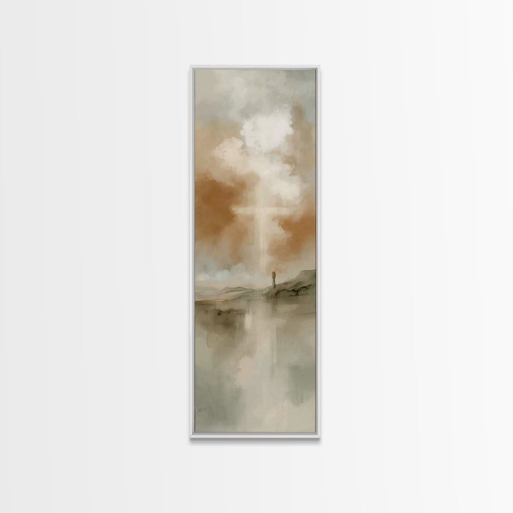 Cross Of Mercy – Framed Canvas Print – Skinny Art – Christian Wall Art – Christian Art – Christian Art Canvas – Minimalist Christian Art