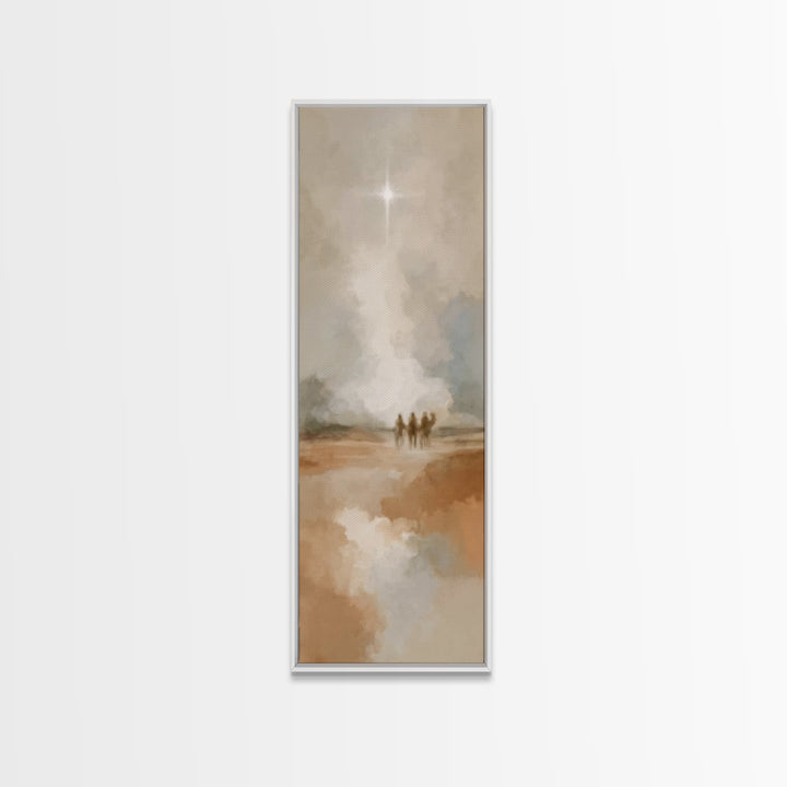 Guiding Star Journey – Framed Canvas Print – Tall Skinny Art Print – Christian Wall Art – Christmas Art – Jesus Painting – Christian Art