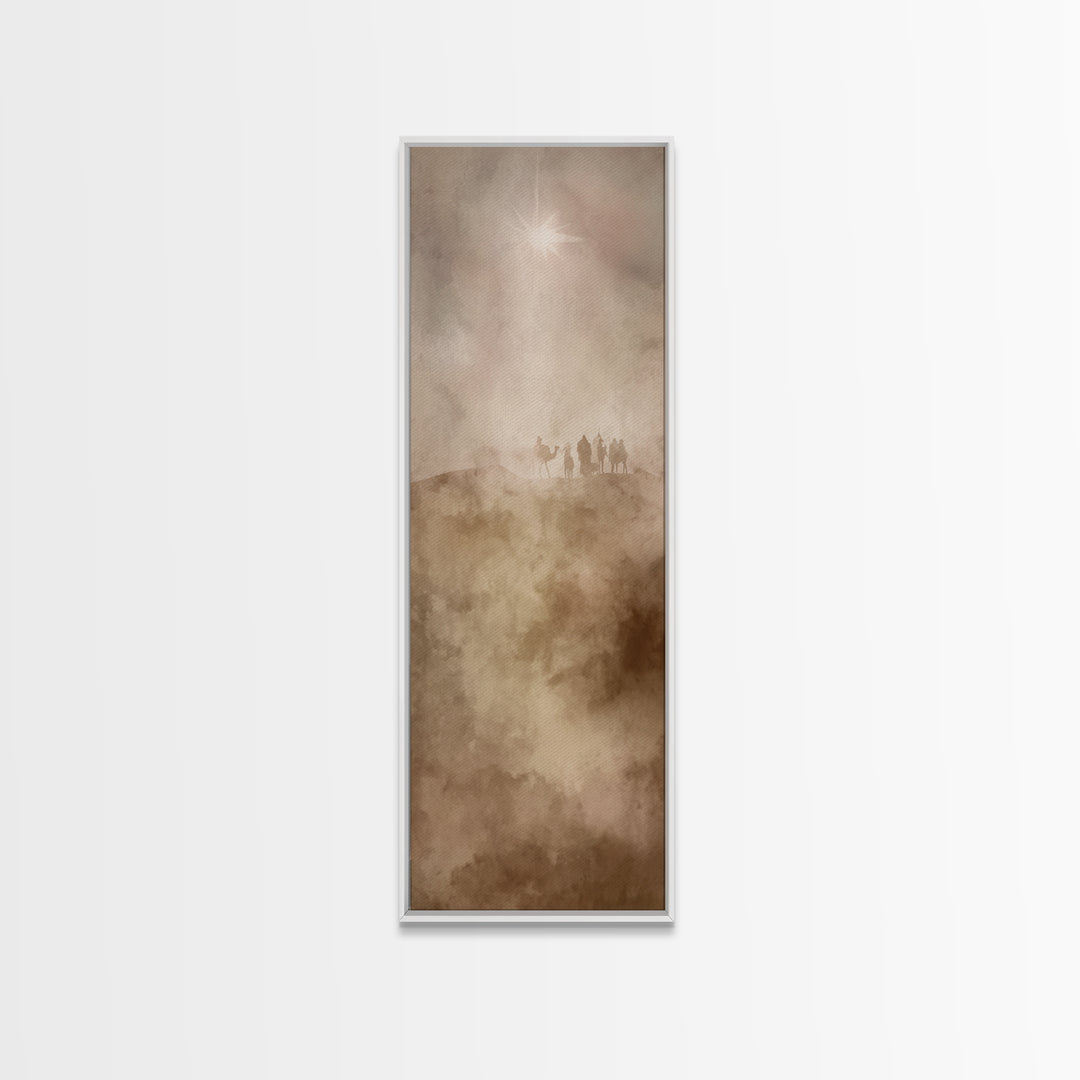 Desert Pilgrim Light – Framed Canvas Print | Narrow Art | Christian Art Canvas | Christian Christmas Art | Jesus Painting | Christian Wall