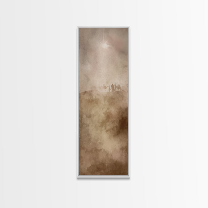 Desert Pilgrim Light – Framed Canvas Print | Narrow Art | Christian Art Canvas | Christian Christmas Art | Jesus Painting | Christian Wall