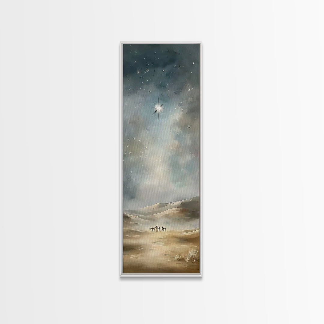 Starry Night Caravan – Framed Canvas Print, Skinny Art, Christian Wall Art, Christmas Art, Christian Art Canvas, Jesus Painting