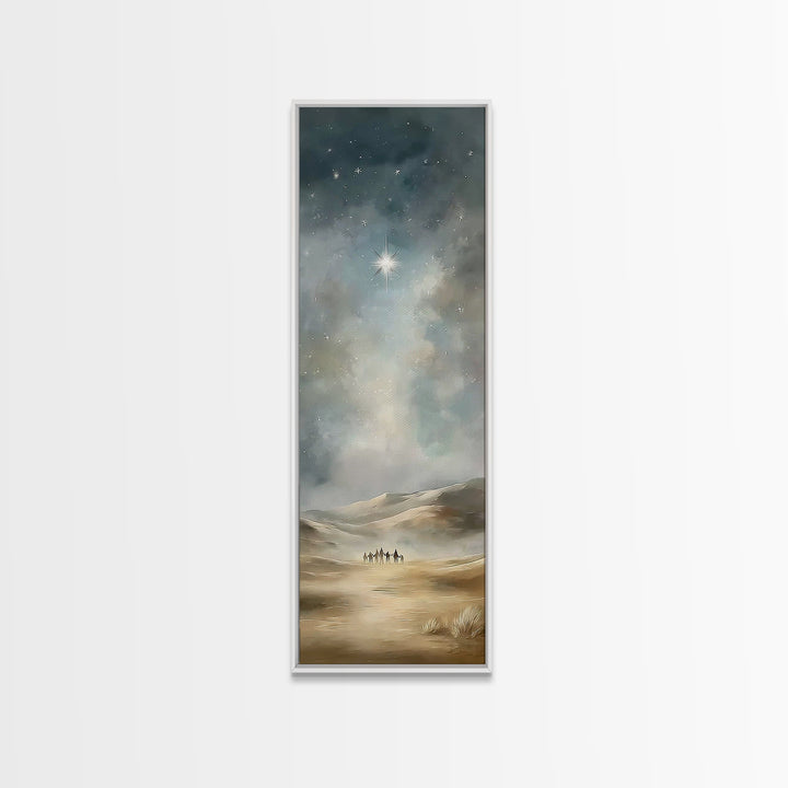 Starry Night Caravan – Framed Canvas Print, Skinny Art, Christian Wall Art, Christmas Art, Christian Art Canvas, Jesus Painting