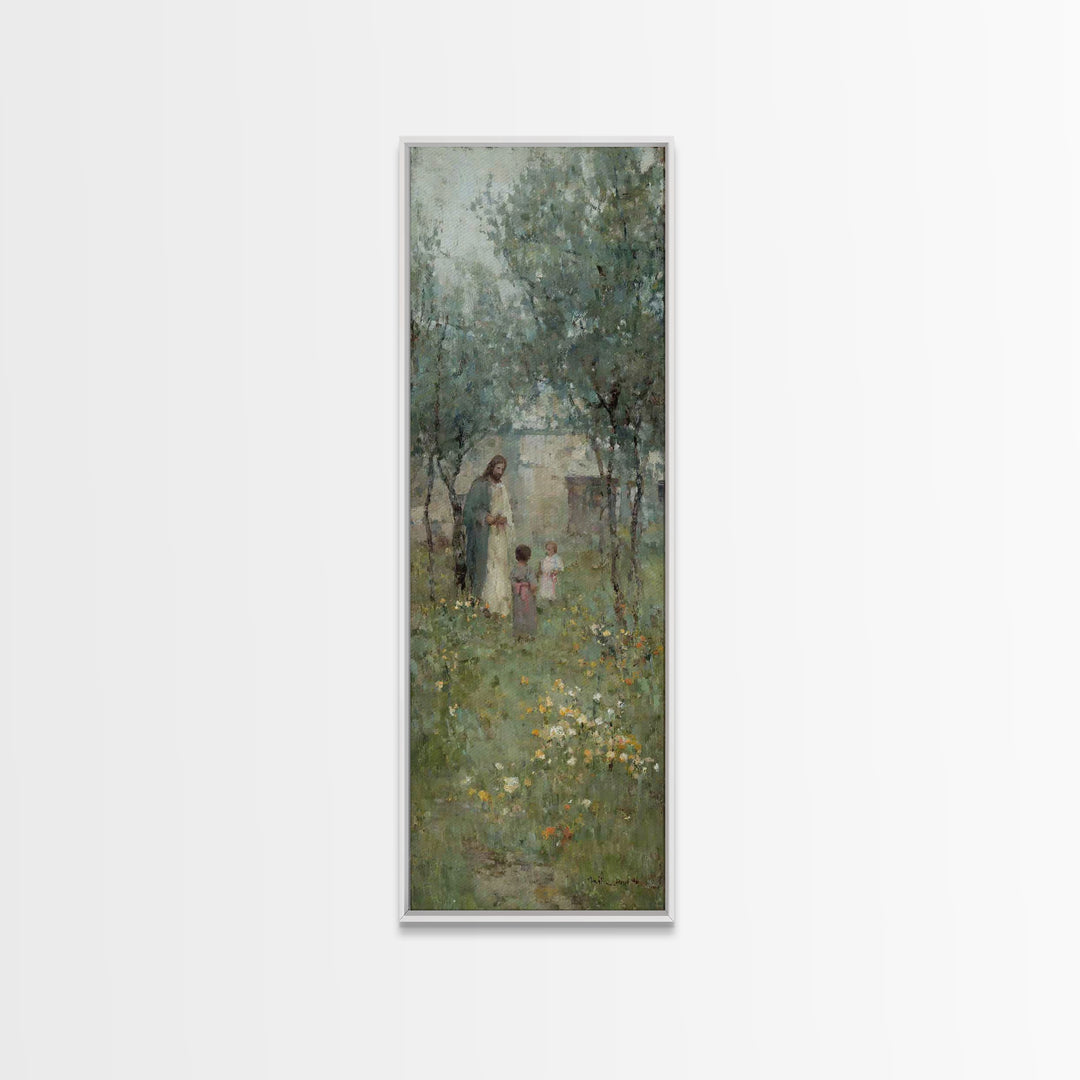 Garden of Peace – Framed Canvas Print | Narrow Art | Christian Art Print | Jesus Painting | Christian Decor | Subtle Christian Art