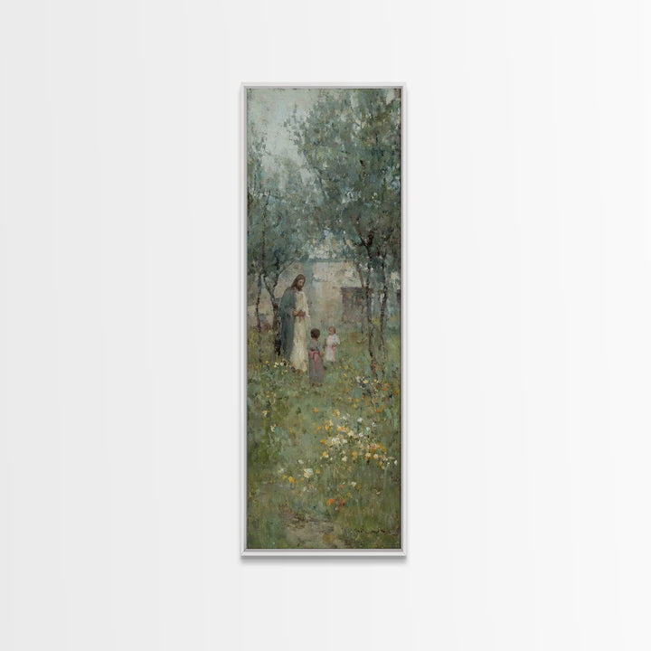 Garden of Peace – Framed Canvas Print | Narrow Art | Christian Art Print | Jesus Painting | Christian Decor | Subtle Christian Art