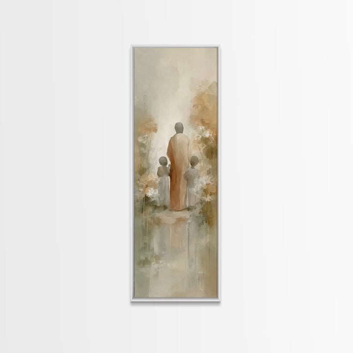 Garden Light Way – Framed Canvas Print – Tall Skinny Art Print – Christian Art Canvas – Jesus Painting – Modern Christian Art – Christian W