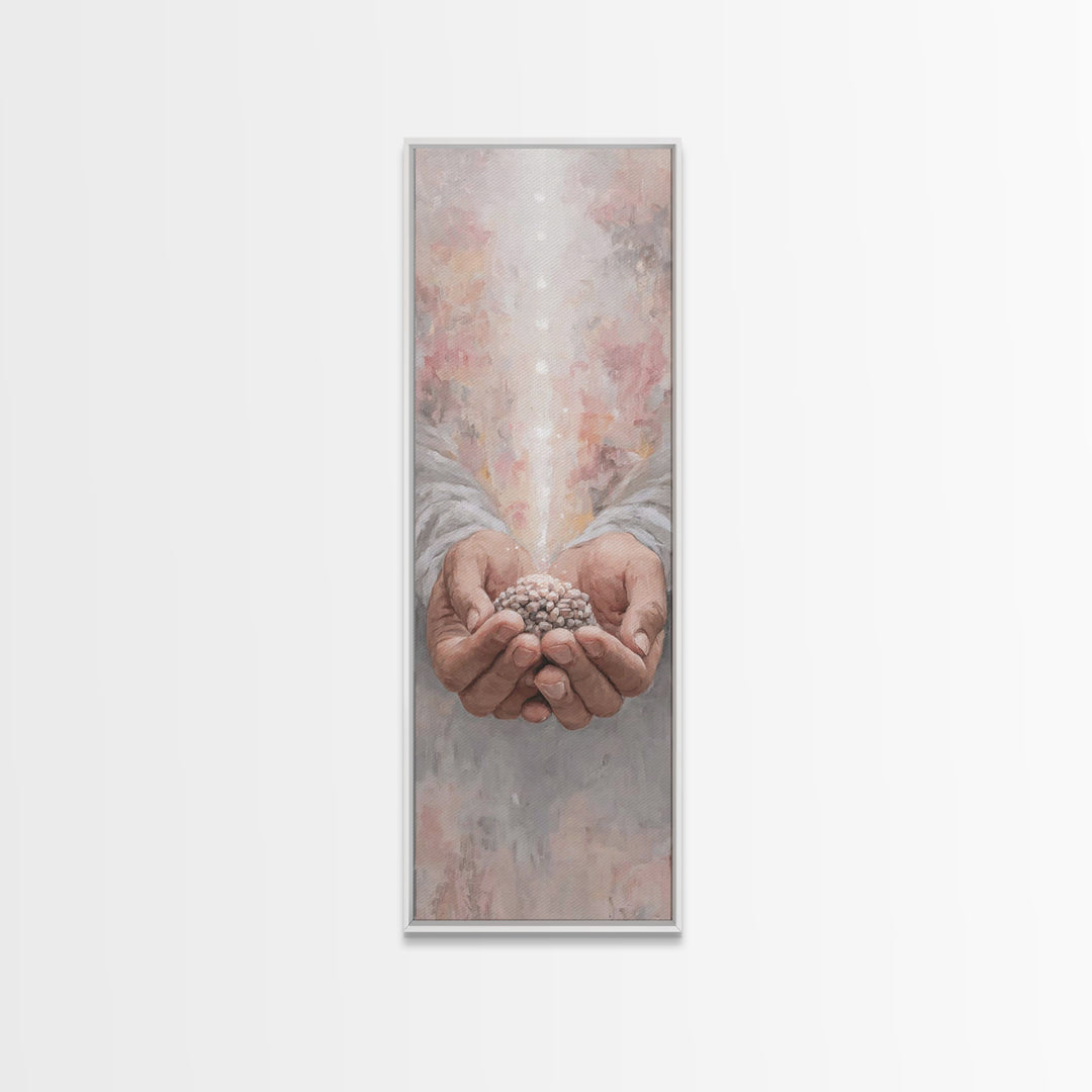 Hands Of Blessing – Framed Canvas Print – Narrow Art – Christian Art Canvas – Christian Wall Art – Jesus Painting – Subtle Christian Art