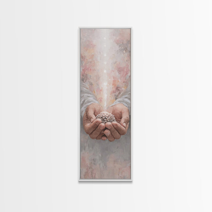 Hands Of Blessing – Framed Canvas Print – Narrow Art – Christian Art Canvas – Christian Wall Art – Jesus Painting – Subtle Christian Art