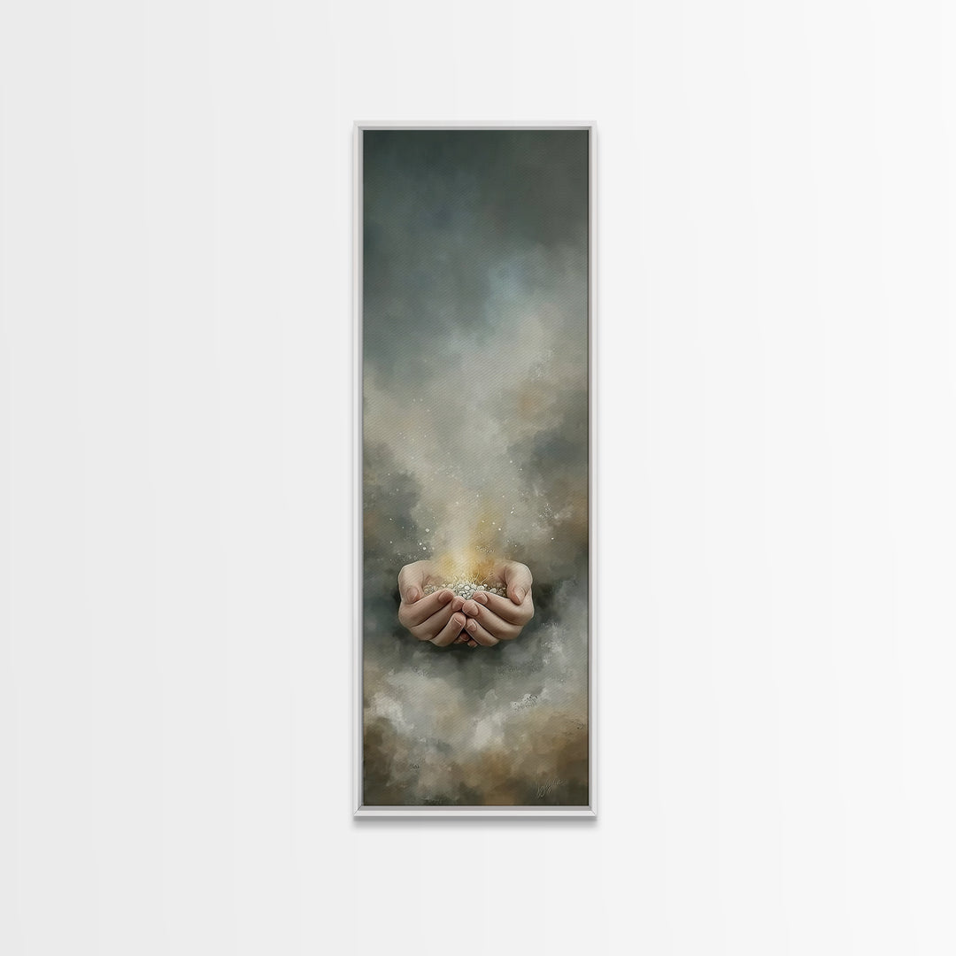 Light Of Renewal – Framed Canvas Print – Skinny Art – Christian Art Canvas – Christian Wall Art – Moody Christian Art – Jesus Painting