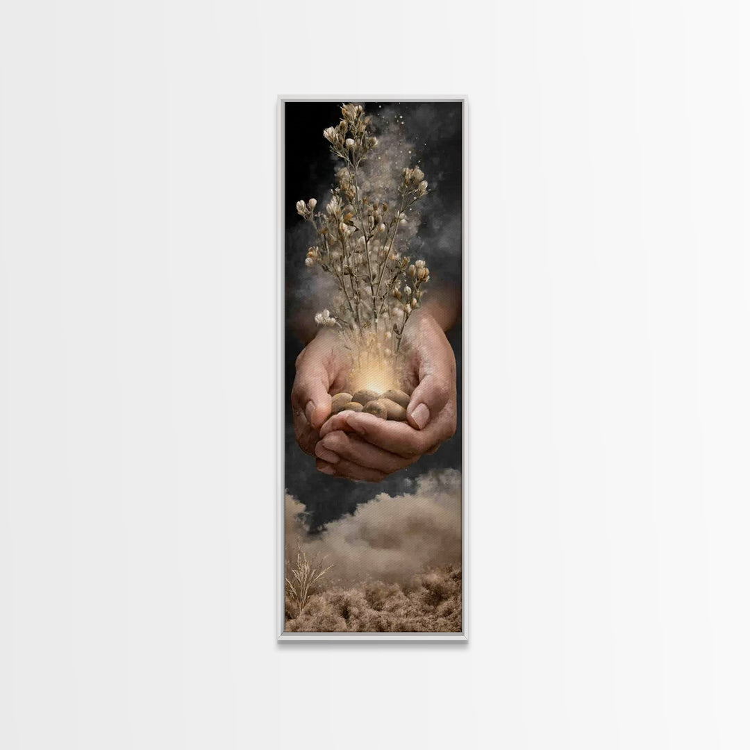 Desert Bloom Grace – Framed Canvas Print – Tall Narrow Wall Art – Christian Art Canvas – Christian Wall Art – Christian Christmas Art – Jes