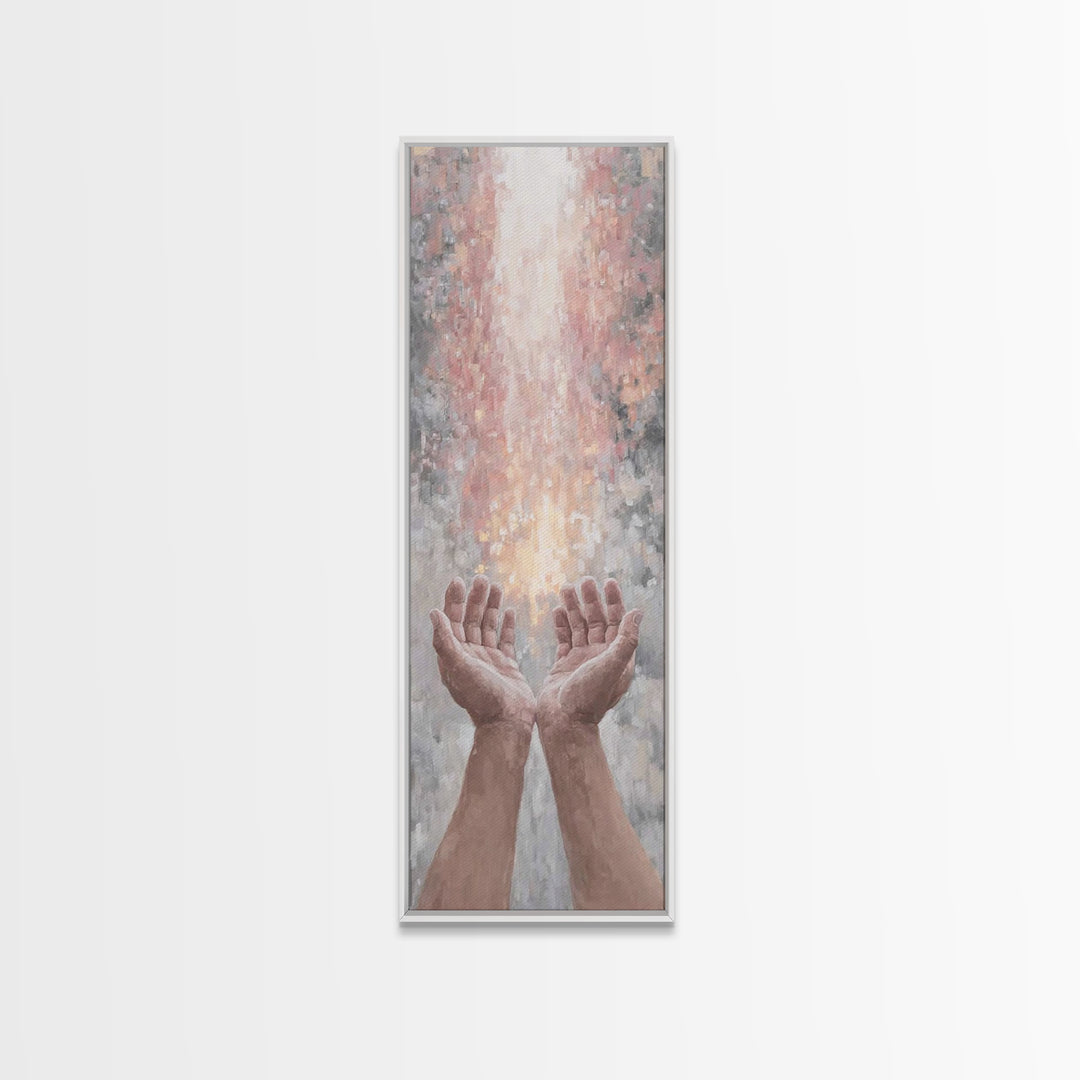 Hands Of Blessing – Framed Canvas Print – Skinny Art – Christian Art Canvas – Christian Painting – Christmas Art – Christian Wall Art