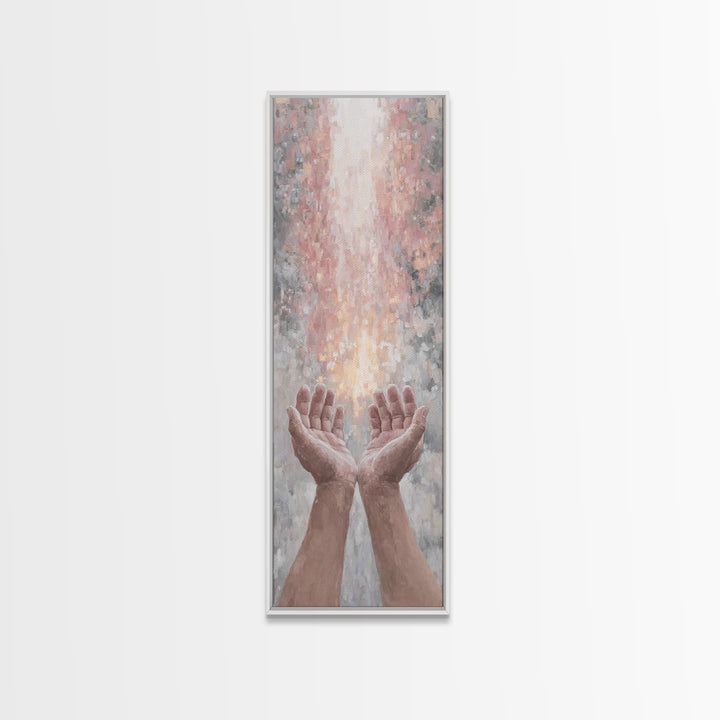 Hands Of Blessing – Framed Canvas Print – Skinny Art – Christian Art Canvas – Christian Painting – Christmas Art – Christian Wall Art