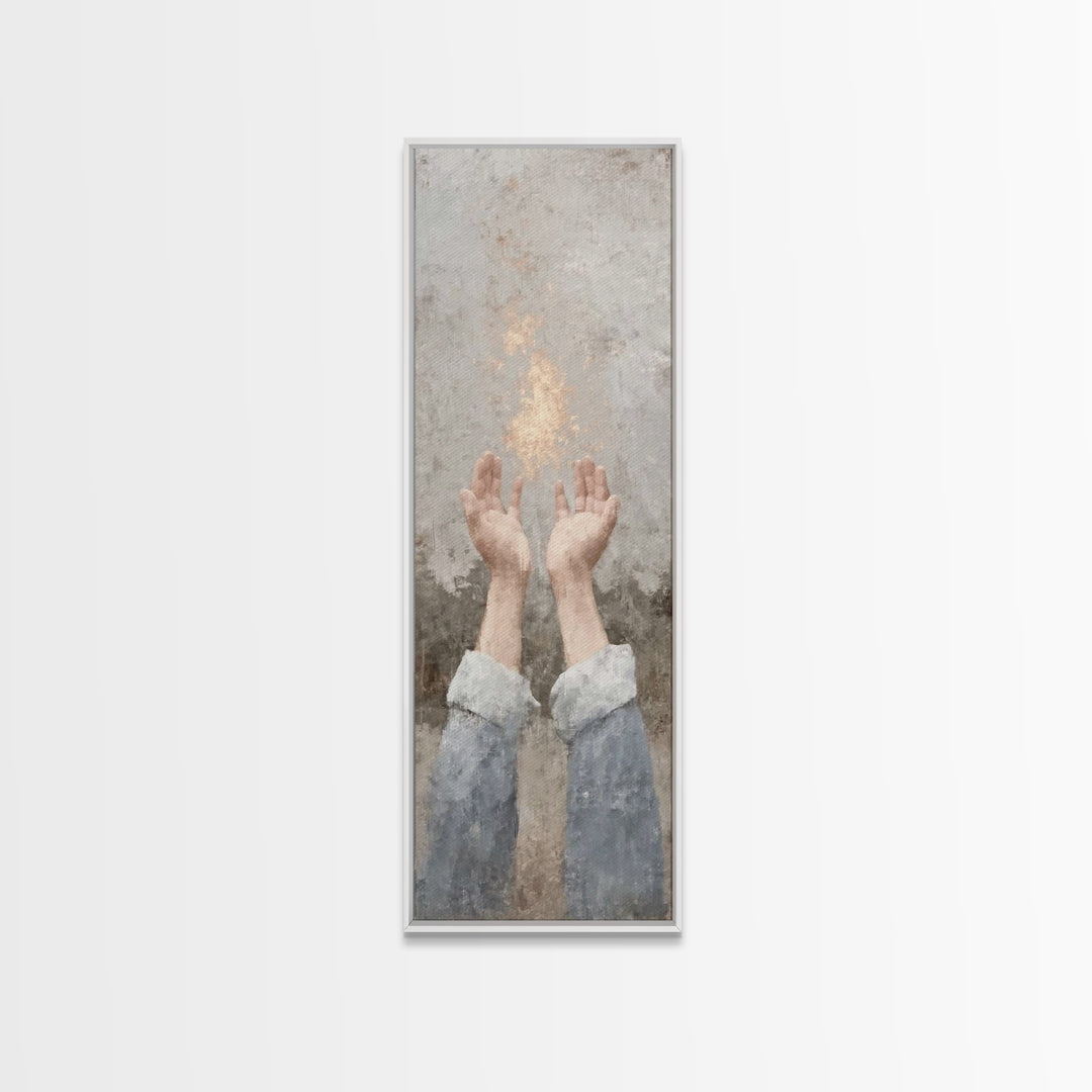 Hope In The Heavens – Framed Canvas Print – Tall Narrow Wall Art – Christian Art Print – Christian Wall Art – Jesus Painting – Christian De