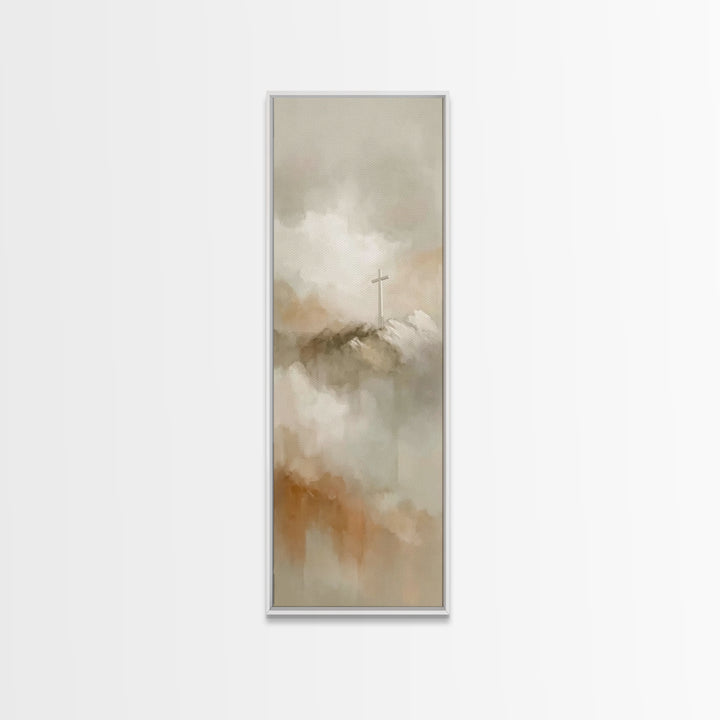 Cross Of Promise – Framed Canvas Print – Tall Narrow Wall Art – Christian Wall Art – Christian Art Canvas – Christian Painting – Christmas