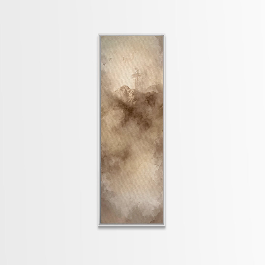 Beacon Of Salvation – Framed Canvas Print – Tall Skinny Art Print – Christian Wall Art – Christian Art – Christian Painting – Christmas Art