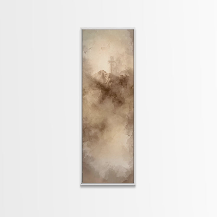 Beacon Of Salvation – Framed Canvas Print – Tall Skinny Art Print – Christian Wall Art – Christian Art – Christian Painting – Christmas Art
